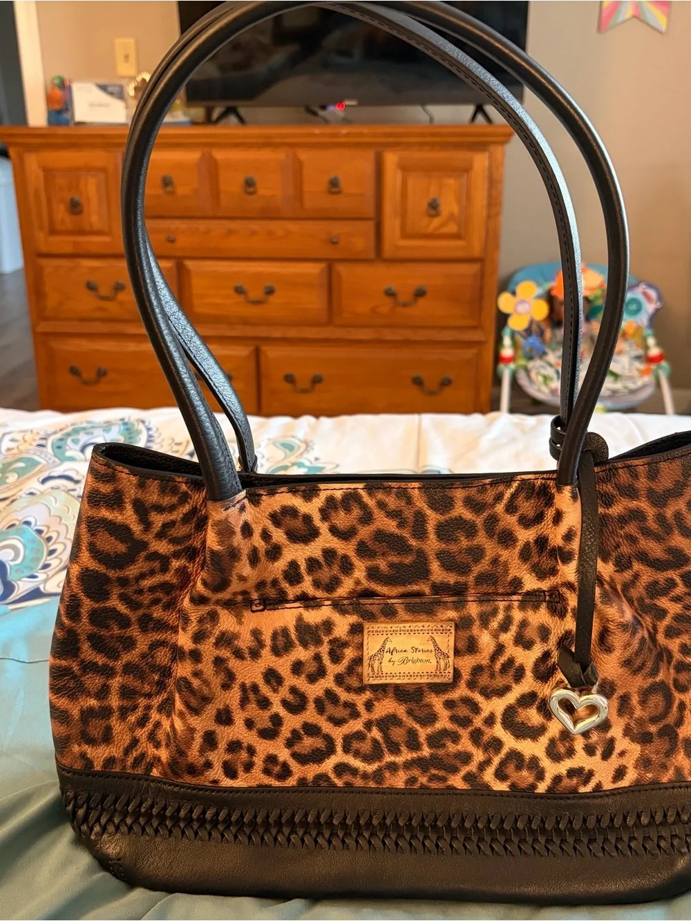 Brighton Africa Stories Leopard Handbag with Matching Wallet